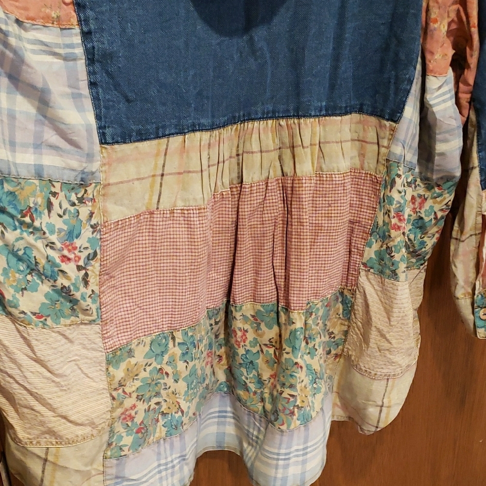 NWT Young Threads Denim Patchwork Hooded Shacket … - image 10